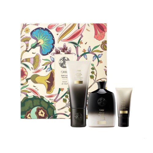 ORIBE GOLD LUST RESTORE & REPAIR RITUAL SET - odbudowujący i odmładzający włosy zestaw: szampon, odżywka i maska